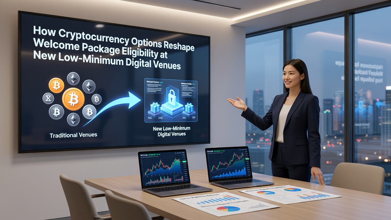 Mobile screen showing welcome bonus terms at a cryptocurrency-enabled digital venue