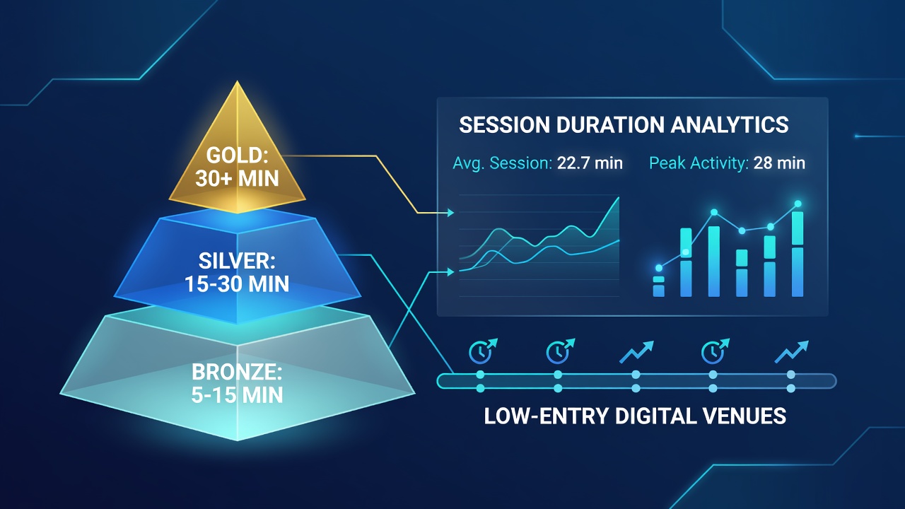 Chart illustrating session duration increases across different reward tiers on mobile gaming sites